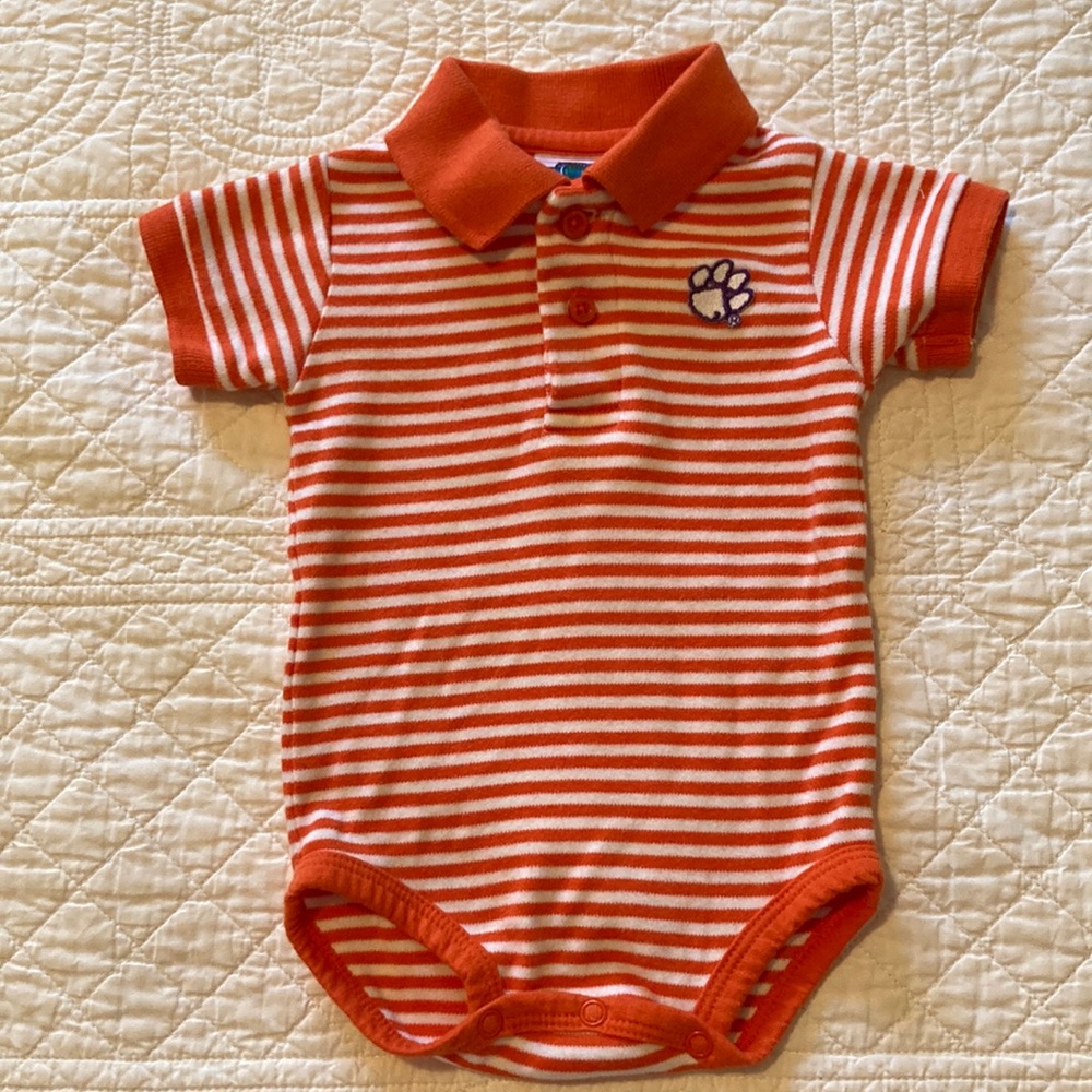 Clemson collared onesie